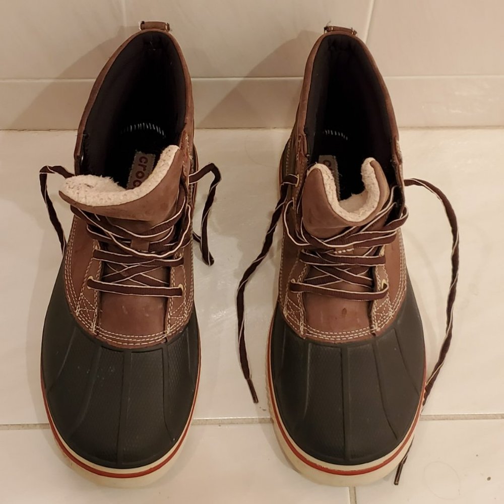 Crocs Mens AllCast Waterproof Duck Lace Up Boot Shoes Size 13